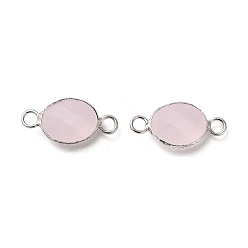 Pink 925 подвески из стерлингового серебра, С граненым стеклом, овальные, Реальная платина, розовые, 8.5x17.5x4.7 мм, отверстие : 2 мм
