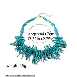 Темно-бирюзовый Женские нагрудные ожерелья из бусин в форме кораллов, золотые, темные бирюзовый, 17.32 дюйм (44 см)