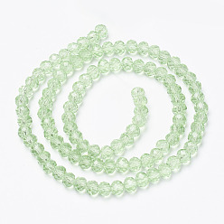 Pale Green Glass Beads Strands, Faceted, Rondelle, Pale Green, 3.5x3mm, Hole: 0.4mm, about 123~127pcs/strand, 13.78 inch~14.17 inch(35~36cm)