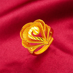 Цветок Латунные регулируемые кольца для женщин, золотые, цветок, внутренний диаметр: 15~20 мм