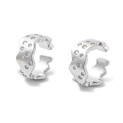 Платина Латунное покрытие стойки, манжета из микропаве с кубическим цирконием, без кадмия и без свинца, долговечный, платина, 15.5x7x16 мм