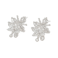 Платина Серьги-гвоздики, без свинца, без кадмии и без никеля, с петлей, платина, 23.5x18 мм, отверстие : 1.4 мм, штифты : 11.5x0.9 мм