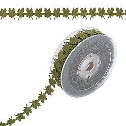 Olive Drab Polyester Ribbon, for Gift Wrapping, Floral Bows Crafts Decoration, Maple Leaf, Olive Drab, 3/4 inch(20mm), about 15yard/roll(13.72m/roll)