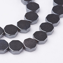Non-magnetic Hematite Non-magnetic Synthetic Hematite Beads Strands, Octagon, 8x3mm, Hole: 1mm, about 52pcs/strand, 15.7 inch(40cm)