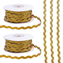 Золотистый 2 рулоны полиэфирной ленты, волнистый изогнутый край, золотые, 1/4 дюйм (5 мм), около 27.34 ярдов (25 м) / рулон