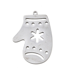 Другие Рождественские 201 подвески из нержавеющей стали, перчатка, 32x23x1 мм, отверстие : 1.5 мм