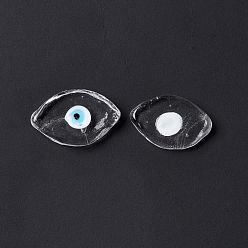 Прозрачный Кабошоны лэмпворк от сглаза ручной работы, лошадиный глаз , прозрачные, 21~22x13~13.5x3.5 мм