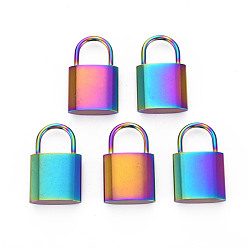 Rainbow Color 201 подвески из нержавеющей стали, запирать, Радуга цветов, 23.5x14.5x5 мм, отверстие : 8.5x8.5 мм