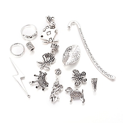 Antique Silver Zinc Alloy Economy Mixed Charm Pendants, Beads or Links, Antique Silver, Cadmium Free & Lead Free, Mixed Shape and Size, 3~100x3~60x1~15mm, Hole: 1mm, about about 160~200pcs/1000g