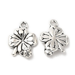 Antique Silver Tibetan Style Alloy Pendants, Four Leaf Clover with Ladybird, Antique Silver, 17x12x3mm, Hole: 1.5mm