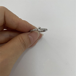 Letter C Кольца из латуни с микропаве, прозрачные кольца с кубическим цирконием, Реальная платина, буква С, внутренний диаметр: 20 мм