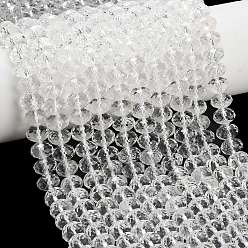 Хрусталь Природных кристаллов кварца бисер нитей, рондель из горного хрусталя, граненые, 9.5~10x6.5~7.5 мм, отверстие : 1 мм, около 54~57 шт / нитка, 15.24~15.43'' (38.7~39.2 см)