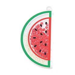 Арбуз Прозрачные акриловые подвески с принтом, плавающие подвески, с акриловой, арбуз, 65x30.5x5 мм, отверстие : 2.5 мм