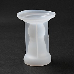 White DIY Roman Pillar Candlestick Silicone Molds, for Plaster, Cement Craft Making, White, 85x112mm, Inner Diameter: 40mm