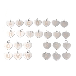 Edelstahl Farbe Anlaufgeschützt 304 Charms aus Edelstahl, mit Ringe springen, Laserschnitt, Herz mit Brief, Edelstahl Farbe, 13x13x0.8 mm, Bohrung: 3 mm