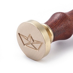 Золотой DIY альбом, латунные сургучные печати и деревянные ручки, бумажный кораблик, золотые, 8.9x2.5 см, штампы: 25x14.5 мм