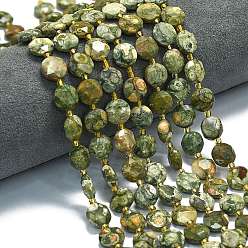 Яшма Риолит Природные риолитом яшмы бисер нитей, граненый шестиугольный разрез, плоско-круглые, с бисером, 10~10.5x6 мм, отверстие : 1 мм, около 31~32 шт / нитка, 15.35''~15.55'' (39~39.5 см)