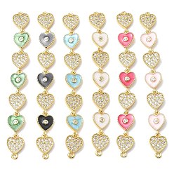 (52) Непрозрачная лаванда Латунные микро-паве из прозрачных кубических цирконий 7 подвески-сердечки, с эмалью, без свинца и без кадмия, стойки покрытие, долговечный, реальный 18 k позолоченный, разноцветные, 81 мм, отверстие : 1.2 мм
