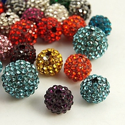 (52) Непрозрачная лаванда Бусины со стразами из смолы, класс А, круглые, разноцветные, 10 мм, отверстие : 2 мм