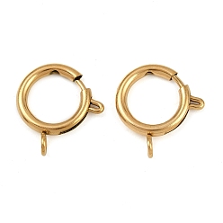 Настоящее золото 18K 304 пружинные кольца из нержавеющей стали, ионное покрытие (ip), реальный 18 k позолоченный, 21x16x2.5 мм, отверстие : 3 мм