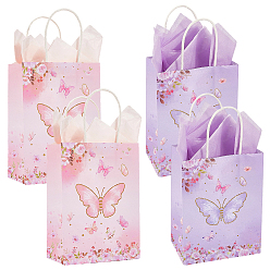 (52) Непрозрачная лаванда 16 шт. 2 цветные бумажные пакеты с принтом бабочек, с 16шт. 2цветами подарочная упаковочная бумага, прямоугольные, разноцветные, 8x15x20.7 см, о 8шт / цвет