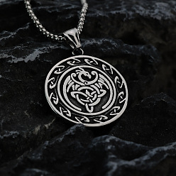 Античное Серебро Винтажные 304 подвески из нержавеющей стали с изображением двух драконов и монет в стиле викингов для мужчин., античное серебро, 23.62 дюйм (60 см)