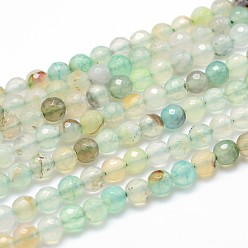 Бледно-Зеленый Окрашенные естественный агат граненый бисер пряди круглые, бледно-зеленый, 6 мм, отверстие : 1 мм, 14.5 дюйм, около 63 шт / нитка