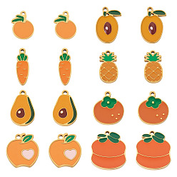 Mixed Shapes 16Pcs 8 Styles 304 Stainless Steel Enamel Pendants, Ion Plating(IP), Golden, Mixed Shapes, 11.8~16.5x5~12.3x0.9~7.4mm, Hole: 1~1.5mm, 2pcs/style