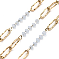 Светлый Стально-синий 304 цепи из нержавеющей стали, ионное покрытие (ip), со стеклянными бусинами, реальный 18 k позолоченный, пайки, с катушкой, светло-стальной синий, 12x4x1 мм, около 32.81 футов (10 м) / рулон