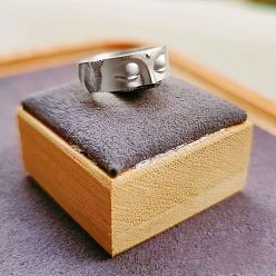 Матовый Серебристый Цвет Кольца-манжеты из сплава с изображением лица Будды, матовый серебристый цвет, внутренний диаметр: регулируемый