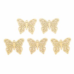 Настоящее золото 18K Покрытие стойки 201 филигранные подвески из нержавеющей стали, гравированные металлические украшения, без никеля , бабочка, реальный 18 k позолоченный, 13.5x16.5x0.4 мм, отверстие : 1 мм