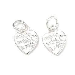 Серебро Подвески из сплава , сердце со словами-подвесками, долговечный, стойки покрытие, серебряные, 12x9.5x1.5 мм, Перейти кольцо: 6x1 мм, внутренний диаметр: 4 мм