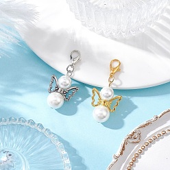 Платиновый & Золотой 2 шт. подвеска в виде ангела из ракушки и жемчуга, Сплав с застежками когтя омара, платиной и золотом, 39 мм