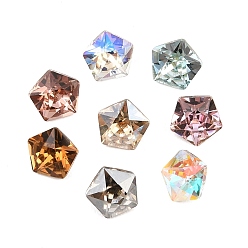 Color mezclado Cabujones de diamantes de imitación de cristal, estrella, puntiagudo espalda y dorso plateado, facetados, color mezclado, 5.7x6x4 mm