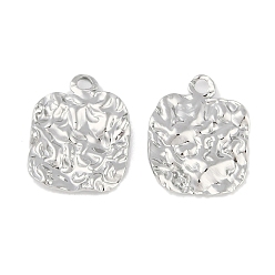 Нержавеющая Сталь Цвет Не тускнеющие 304 подвески из нержавеющей стали, текстурированный квадратный шарм, цвет нержавеющей стали, 20x16x2.2 мм, отверстие : 2.3 мм