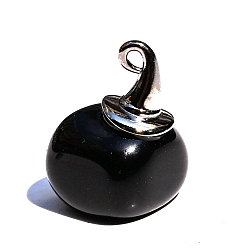 Обсидиан Природные подвески обсидиана, Подвески-самородки в металлической шляпе ведьмы, 40x10 мм