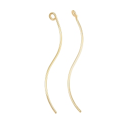 Настоящее золото 18K Латунная фурнитура для серег, с петлей, долговечный, без никеля , волнистая линия, реальный 18 k позолоченный, 44.5x5x1 мм, отверстие : 1.8 мм
