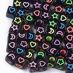 (52) Непрозрачная лаванда Ремесло стиль акриловые бусины, кубические, разноцветные, 6x6x6 мм, Отверстие : 3 мм , около 3100 шт / 500 г