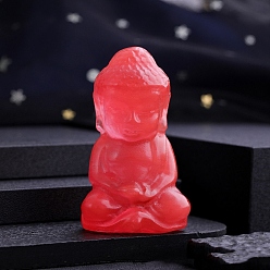 Вишневый Кварц Резная статуя Будды из вишневого кварцевого стекла, украшение для рабочего стола по фэн-шуй для домашнего офиса, 35 мм