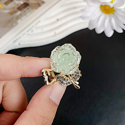 Бледно-Зеленый Мини-заколки для волос из сплава роз с блестками и когтями, аксессуары для волос для женщин и девочек, бледно-зеленый, 30x22 мм