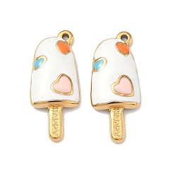 Белый 304 нержавеющей стальной эмали подвески, мороженое прелести, ионное покрытие (ip), реальный 18 k позолоченный, белые, 28x12x4 мм, отверстие : 1.2 мм