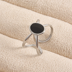 Нержавеющая Сталь Цвет Регулируемые 304 открытые кольца-манжеты из нержавеющей стали для женщин, с эмалью, цвет нержавеющей стали, 10 мм, внутренний диаметр: 19 мм