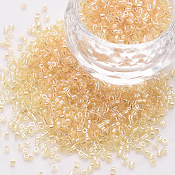 Moccasin Glass Cylinder Beads, Seed Beads, Transparent Colours Luster, Round Hole, Moccasin, 1.5~2x1~2mm, Hole: 0.8mm, about 8000pcs/bag, about 1pound/bag