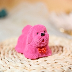 Темно-Розовый Бархатный ящик для хранения мультяшной собаки для женщин, портативный чехол для колец, темно-розовыми, 7x5.4x5.8 см