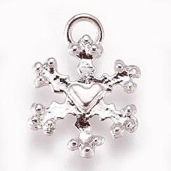 Платина Подвески из сплава , Рождественская серия, снежинка, платина, 16.5~17x12.5x2 мм, отверстие : 3 мм