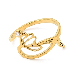 Золотой 304 нержавеющая сталь с регулируемыми кольцами из циркония, Январь-подснежник, золотые, 1.5~12 мм, размер США 6 1/4 (16.7 мм)