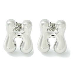 Letter H Серьги из латуни с покрытием стойки, без кадмия и без свинца, долговечный, серьги, алфавит, платина, Письмо ч, 14x12 мм