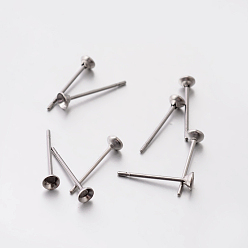 Нержавеющая Сталь Цвет 304 Выводы серьги из нержавеющей стали шпилька, цвет нержавеющей стали, 3 мм, штифты : 0.6 мм