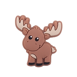 Светло-коричневый Силиконовые фокусные шарики, олень, загар, 32x29x9.5 мм, отверстие : 3 мм