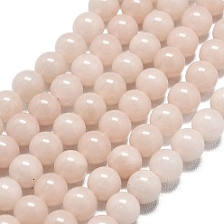 Персиковый Слойка Натуральный Malaysia нефритовые бусы пряди, окрашенная и подогревом, круглые, розовые, 6~6.5 мм, отверстие : 1 мм, около 60~62 шт / нитка, 14.96 дюйм (38 см)
